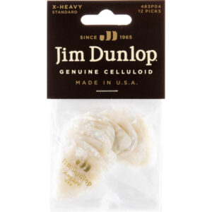 Player´s Pack 12 Púas Dunlop 483P-04XH Celluloid White Perloid X-Heavy