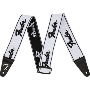 Correa Fender 099-0642-075 Weighless Running Logo Blanca/Negra 2"