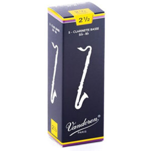 Caja 5 Cañas Clarinete Bajo Vandoren Tradicional 2½ azul