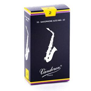 Caja 10 Cañas Saxo Alto Vandoren Tradicional 2 caja azul
