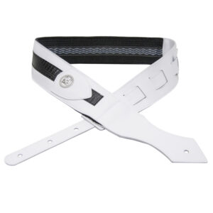 Correa Guitarra BG Cuero Blanco/Negro Cocodrilo GLD180X