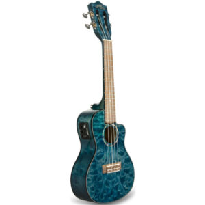 Ukelele Concert Lanikai QM-BLCEC Quilted Maple Electrificado Blue