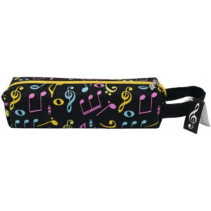 Estuche Escolar Agifty P-1023 Negro Notas Colores