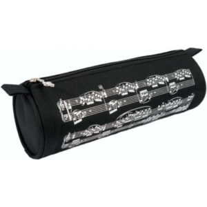 Estuche Escolar Redondo Agifty P-1030 Negro Partituras Blanca