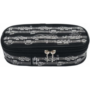 Estuche Escolar Lujo Agifty P-1032 Negro Partituras Blancas