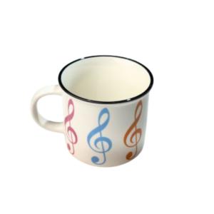 Taza Mug 350 ml. Agifty M-7013 Blanca Clave de Sol Colores